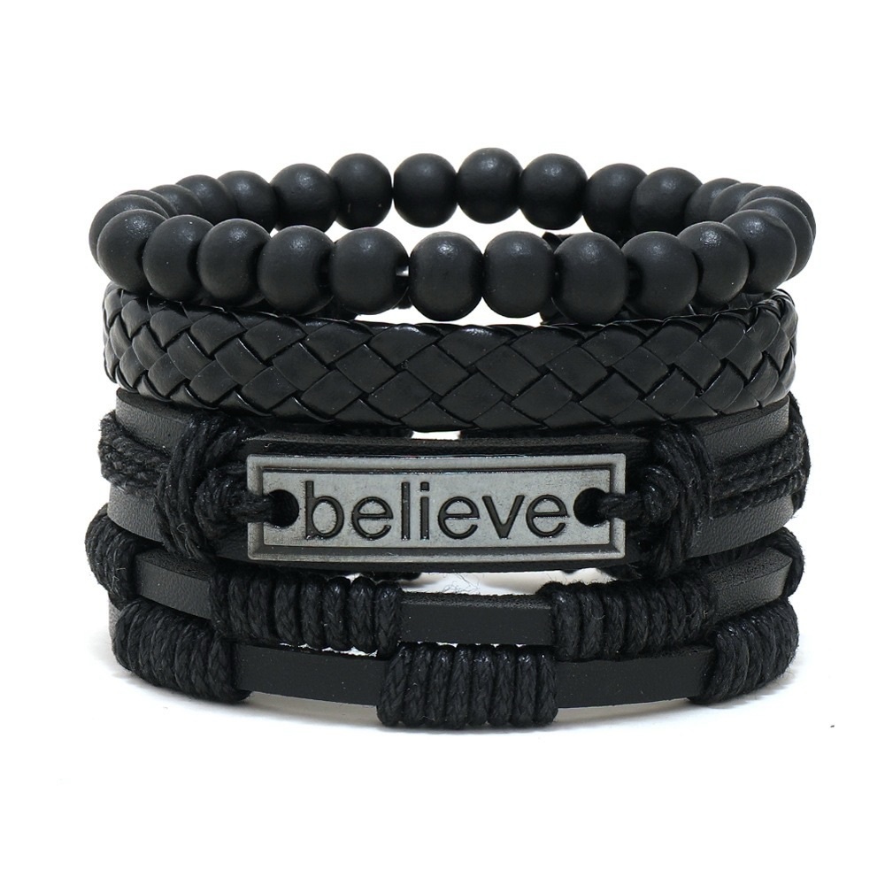 Men’s Retro Geometric Leather Bracelet